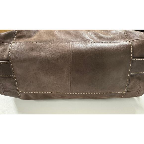 FOSSIL Castille Satchel Espresso Leather Handbag Side Pockets - Picture 4 of 12